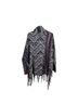 Free People Blue Oversized Fringe Trim Striped Be The One Poncho - photo 2