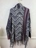 Free People Blue Oversized Fringe Trim Striped Be The One Poncho - photo 6