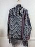 Free People Blue Oversized Fringe Trim Striped Be The One Poncho - photo 4