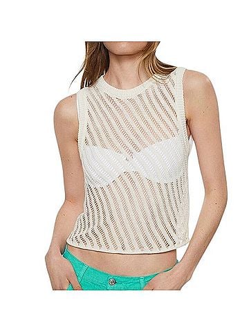 Mango MNG Self-Design Geometric Cutout Crochet Top Tank Top (view 1)