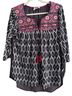 One.September Floral Black White Red Purple Tan Blouse Size L - photo 1