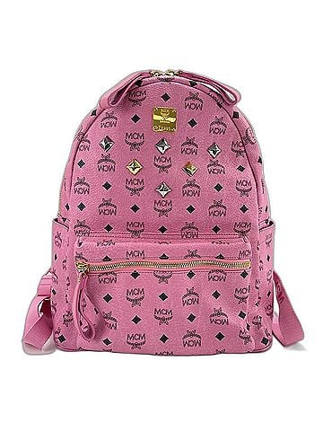 MCM MCM Visetos Studded Leather Backpack, Pink (view 1)