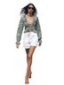 Zara Floral Green White Black Long Sleeve Blouse Size S - photo 2
