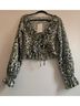 Zara Floral Green White Black Long Sleeve Blouse Size S - photo 3