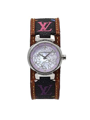 Louis Vuitton Louis Vuitton Tambour Q1210 Diamond Ladies Watch Purple Shell Quartz (view 1)