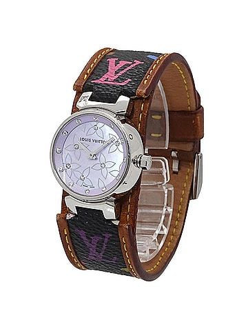 Louis Vuitton Louis Vuitton Tambour Q1210 Diamond Ladies Watch Purple Shell Quartz (view 2)