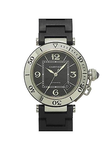 Cartier Cartier Pasha Seatimer W31077U2 Men's Watch, Date, Black, Automatic Movement (view 1)