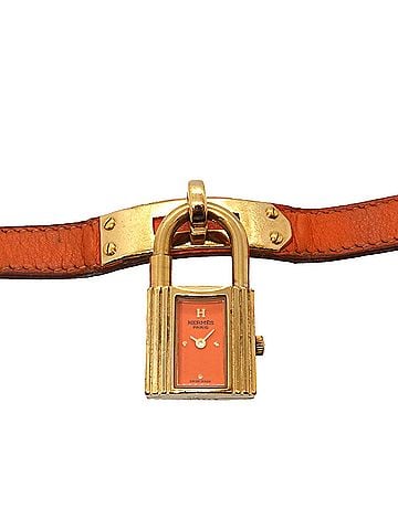 Hermès Hermes Kelly Watch, Women's Orange Quartz Watch with Padlock (view 1)
