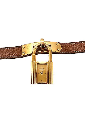 Hermès Hermes Kelly Watch, Ladies' Gold and Brown Quartz Watch with Padlock (view 1)