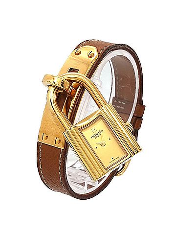 Hermès Hermes Kelly Watch, Ladies' Gold and Brown Quartz Watch with Padlock (view 2)