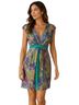 Tibi 100% Silk 100% Polyester Print Teal Purple Gold Green Cocktail Dress Size 2 - photo 1