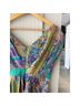 Tibi 100% Silk 100% Polyester Print Teal Purple Gold Green Cocktail Dress Size 2 - photo 7