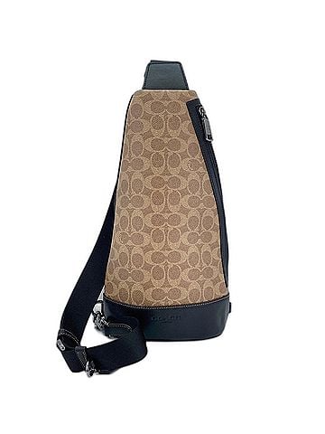 Coach Coach Dominique Sling Pack Signature Canvas Body Bag Brown (view 1)
