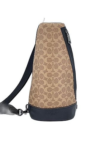 Coach Coach Dominique Sling Pack Signature Canvas Body Bag Brown (view 2)