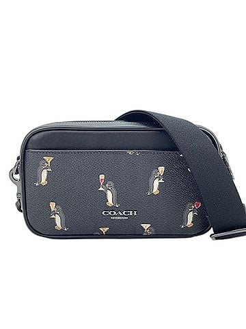 Coach Coach Jayden Crossbody Penguin Print 2-Way Shoulder Bag, Leather, Black (view 1)