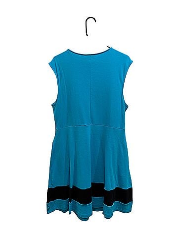 New York & Company Contrast Stripe Shoulder Button Flare Casual Dress (view 2)