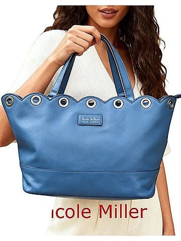 Nicole Miller Navy Scallop Eyelet Tote Tote (view 1)