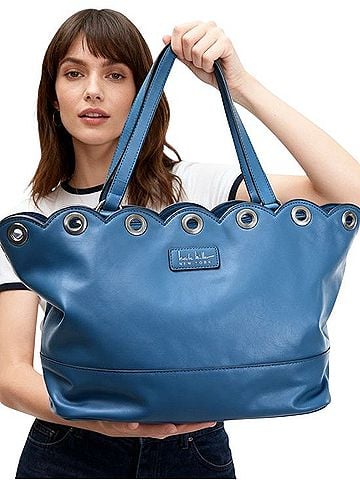 Nicole Miller Navy Scallop Eyelet Tote Tote (view 2)