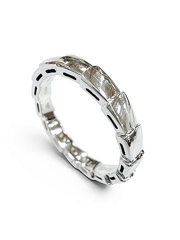 Bvlgari BVLGARI Serpenti Viper Ring, 750WG (White Gold), Made in Italy, Weight 5.2g, Men's/Women's, Comes with Box and Case. (view 1)