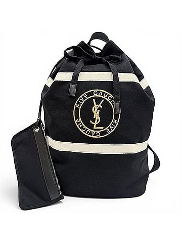 Saint Laurent Yves Saint Laurent SAINT LAURENT PARIS 734682 Canvas Leather Rive Gauche Sling Bag with Pouch, One-Shoulder Bag, Black, Made in Italy, Men's, Dust (view 1)