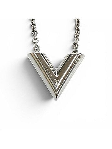 Louis Vuitton LOUIS VUITTON M63197 Necklace Essential V Circle Logo Motif Chain Silver Made in Italy Women's Comes with Box and Dust Bag (view 1)