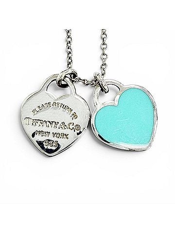 Tiffany & Co. TIFFANY&amp;Co. Tiffany Return to Mini Double Heart Tag Pendant Necklace AG925 Silver Blue Weight 2.51g Women's Comes with Box and Dust Bag (view 1)