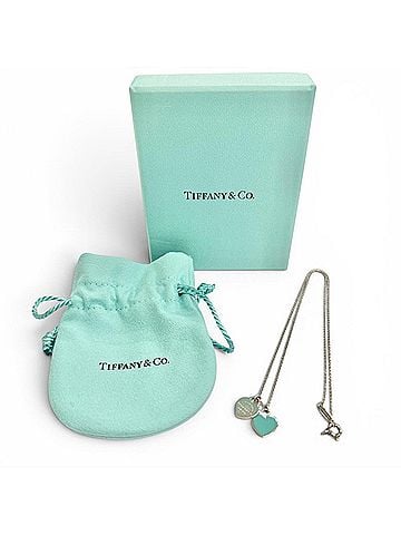 Tiffany & Co. TIFFANY&amp;Co. Tiffany Return to Mini Double Heart Tag Pendant Necklace AG925 Silver Blue Weight 2.51g Women's Comes with Box and Dust Bag (view 2)