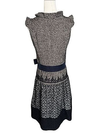 Tocca Vintage Gray Tweed A Line Black Lace Dress Active Dress (view 2)