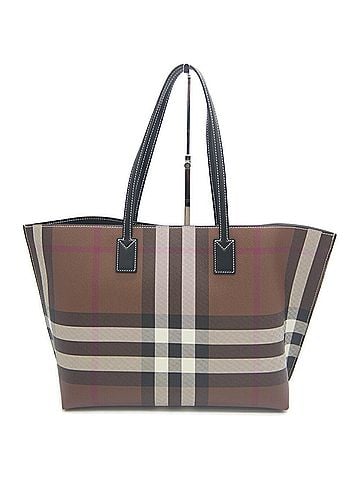 Burberry BURBERRY Tote Bag LL MD SOFT TB TOTE GC9 DARK BIRCH BROWN CHK 8069659 (view 2)