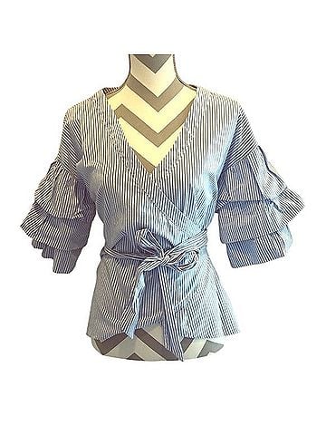 NY Collection Wrap Tiered Sleeve Top 3/4 Sleeve T-Shirt (view 1)