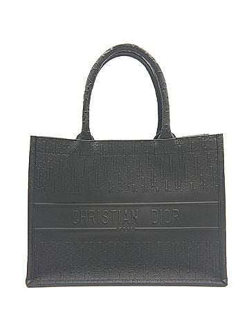 Christian Dior Christian Dior Embossed Trotter Pattern Book Tote Bag Medium Black Calfskin (view 1)