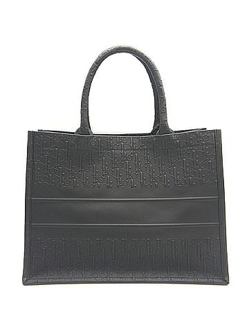 Christian Dior Christian Dior Embossed Trotter Pattern Book Tote Bag Medium Black Calfskin (view 2)