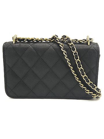 Chanel CHANEL Matelassé Chain Clutch Shoulder Bag, Caviar Leather, Coco Mark, Black AP2831 (view 2)