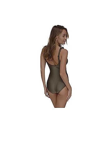 DKNY Ruffle Plunge Tummy Control One Piece Swimsuit (view 2)