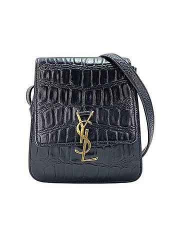 Yves Saint Laurent Yves Saint Laurent Sunset Cassandra Embossed Leather Shoulder Bag, Black (view 1)