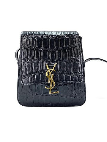 Yves Saint Laurent Yves Saint Laurent Sunset Cassandra Embossed Leather Shoulder Bag, Black (view 2)