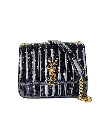 Yves Saint Laurent Yves Saint Laurent Vicky Shoulder Bag, Enamel, Black (view 1)