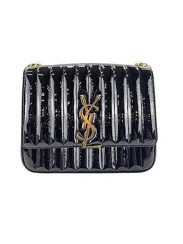Yves Saint Laurent Yves Saint Laurent Vicky Shoulder Bag, Enamel, Black (view 2)