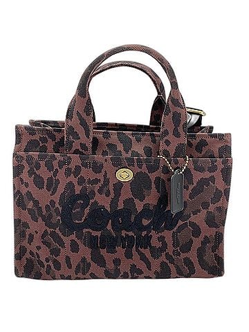 Coach Coach Cargo Tote - Leopard Print 2-Way Embroidered Bag, Canvas, Brown (view 1)