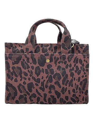 Coach Coach Cargo Tote - Leopard Print 2-Way Embroidered Bag, Canvas, Brown (view 2)