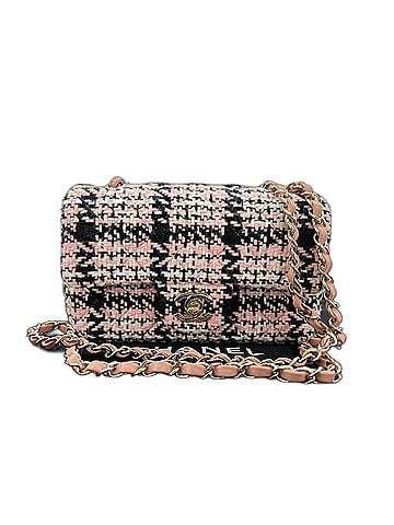 Chanel Chanel Mini Matelassé Shoulder Bag, Tweed, Pink (view 1)