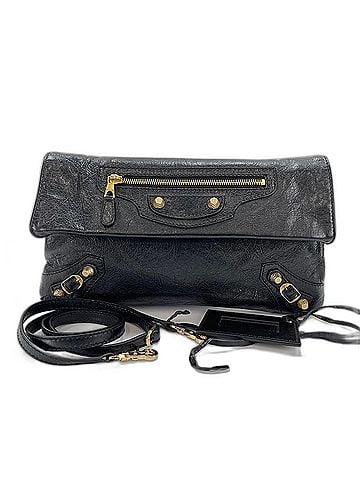 Balenciaga Balenciaga Giant Embroidered 2-Way Clutch Bag, Leather, Black (view 1)