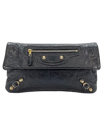 Balenciaga Balenciaga Giant Embroidered 2-Way Clutch Bag, Leather, Black (view 2)