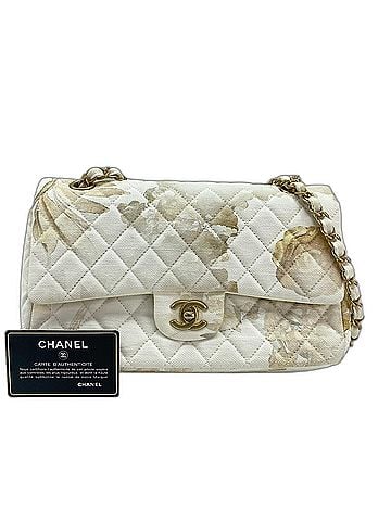 Chanel Chanel Matelassé 25 Double Flap Shoulder Bag, Canvas, White (view 1)