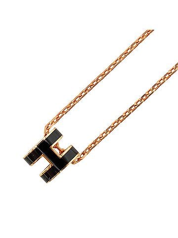 Hermès Hermes Mini Pop H Necklace, Black/Pink, HERMES Black NECKLACE (view 1)