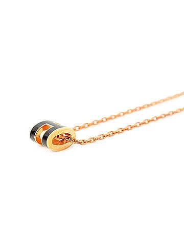 Hermès Hermes Mini Pop H Necklace, Black/Pink, HERMES Black NECKLACE (view 2)