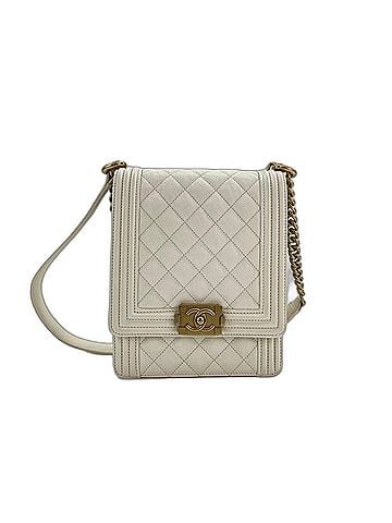 Chanel Chanel Boy Vertical Shoulder Bag, White (view 1)