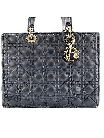 Christian Dior Christian Dior Lady Large 2-Way Handbag, Leather, Black (view 2)