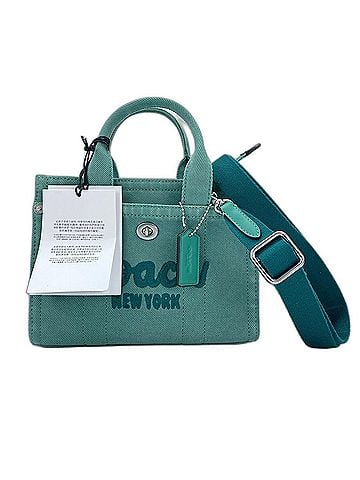 Coach Coach Cargo Tote Bag, 2-Way, Embroidered, Distressed Finish, Denim, Green (view 1)