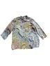Citron 100% Silk Paisley Floral Green Yellow 3/4 Sleeve Blouse Size 0X - photo 1